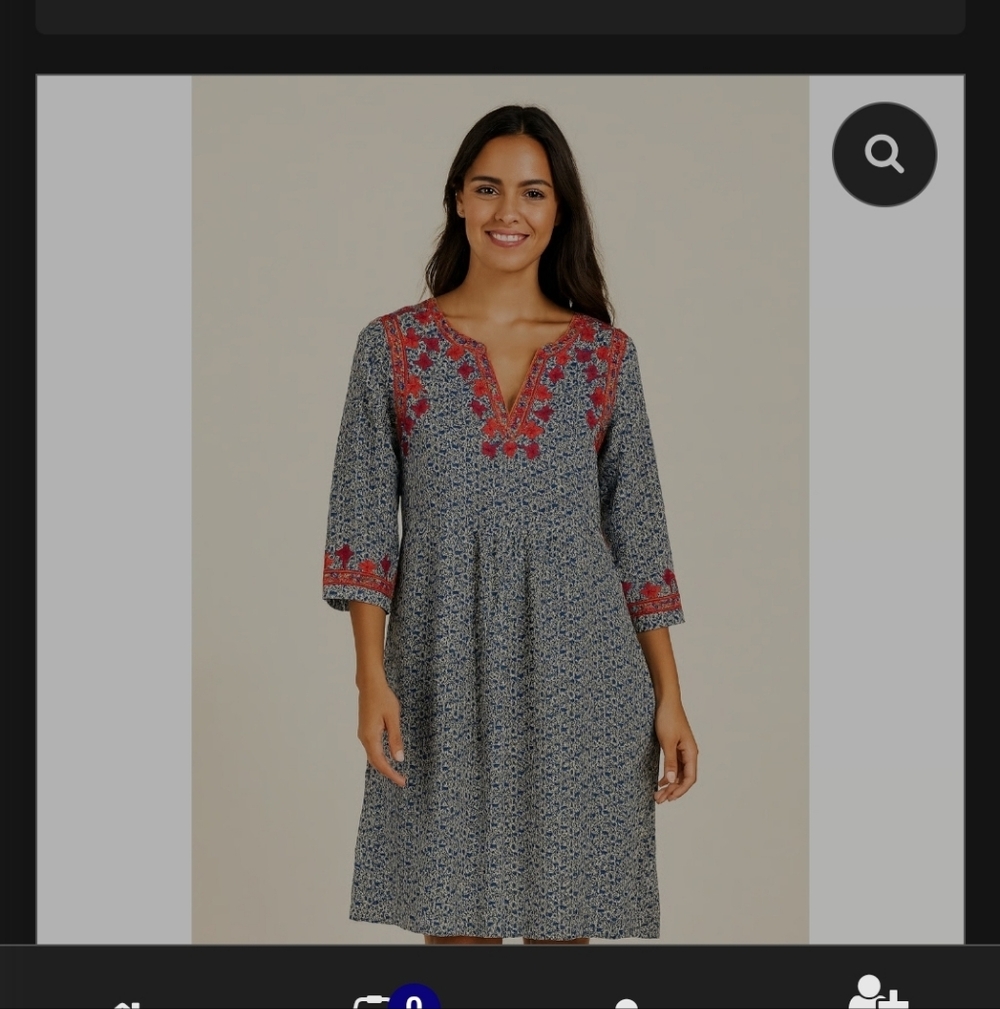 Boden Blue and Red Embroidered Dress